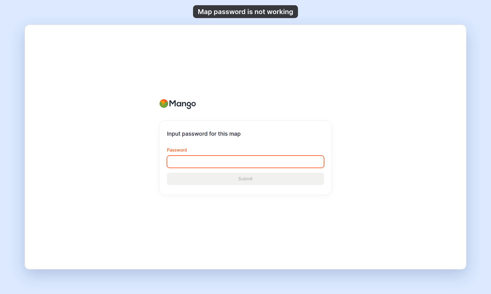 The Input password for this map form, with an empty Password field and a Submit button