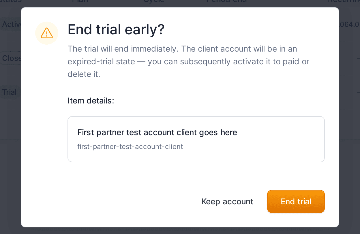 End trial early? confirmation dialog